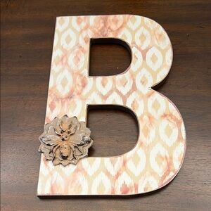 Decorative Letter B with Floral bee Accent wood like